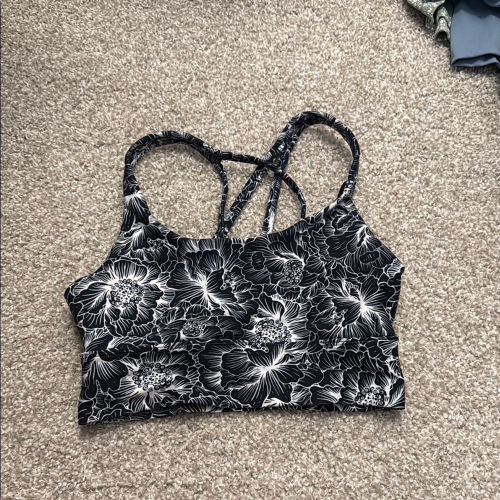 Outdoor Voices Black and White Floral Crop Top